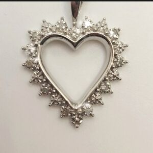 Diamond & Sterling Silver Heart  Necklace Marsala Mother's Day